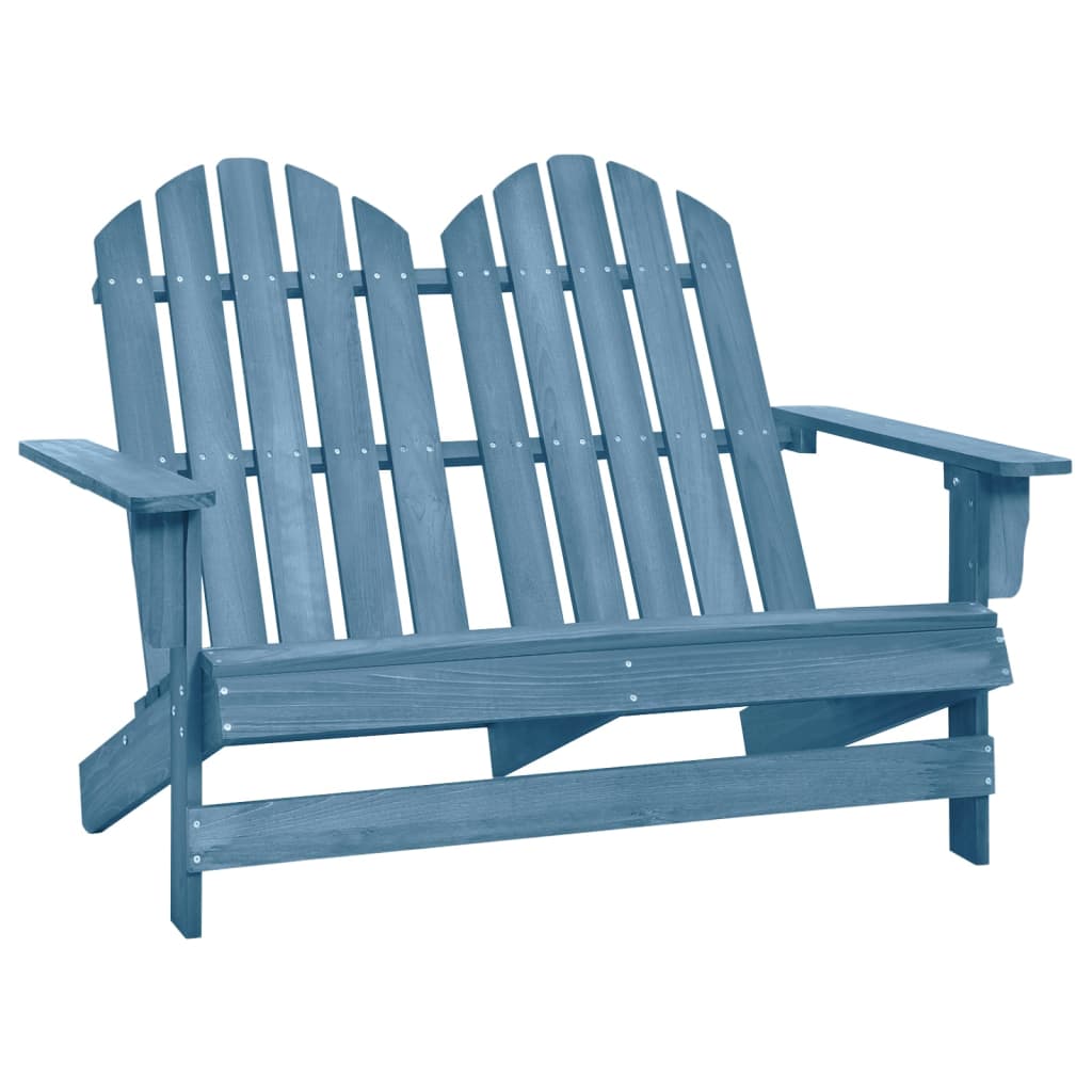 vidaXL 2-Seater Patio Adirondack Chair Solid Wood Fir Blue-11