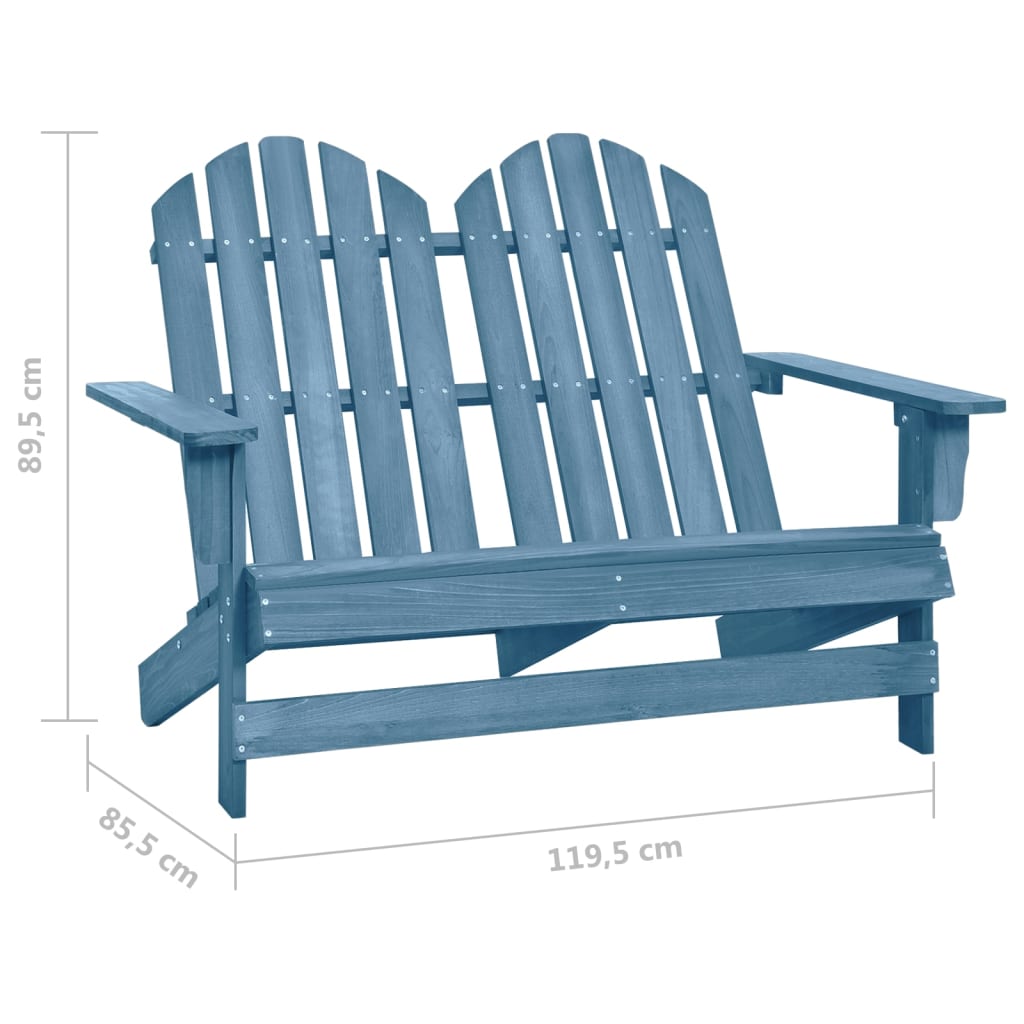 vidaXL 2-Seater Patio Adirondack Chair Solid Wood Fir Blue-18