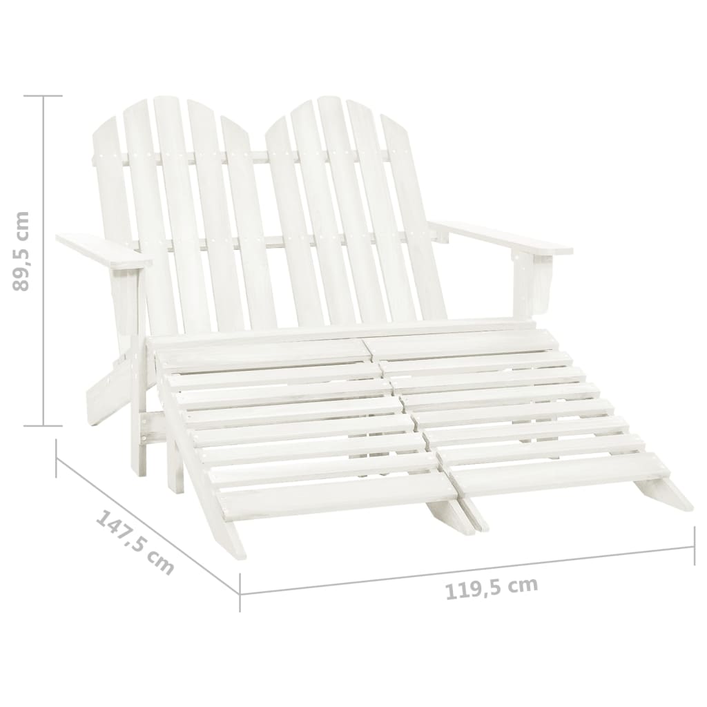 vidaXL 2-Seater Patio Adirondack Chair with Ottoman Furniture Solid Wood Fir-42