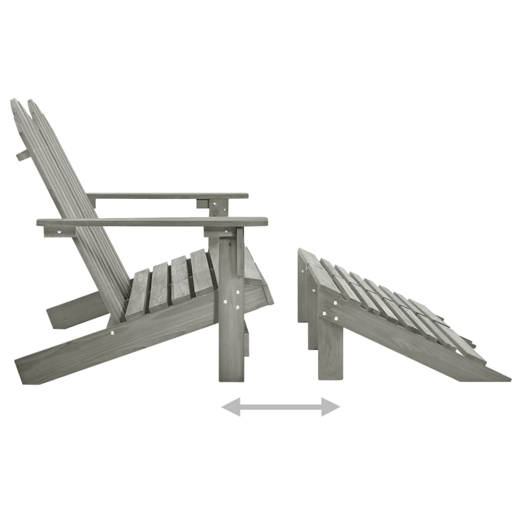 vidaXL 2-Seater Patio Adirondack Chair with Ottoman Furniture Solid Wood Fir-23