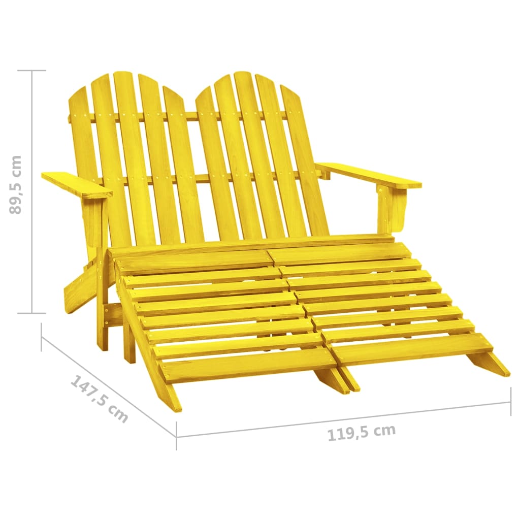 vidaXL 2-Seater Patio Adirondack Chair with Ottoman Furniture Solid Wood Fir-22