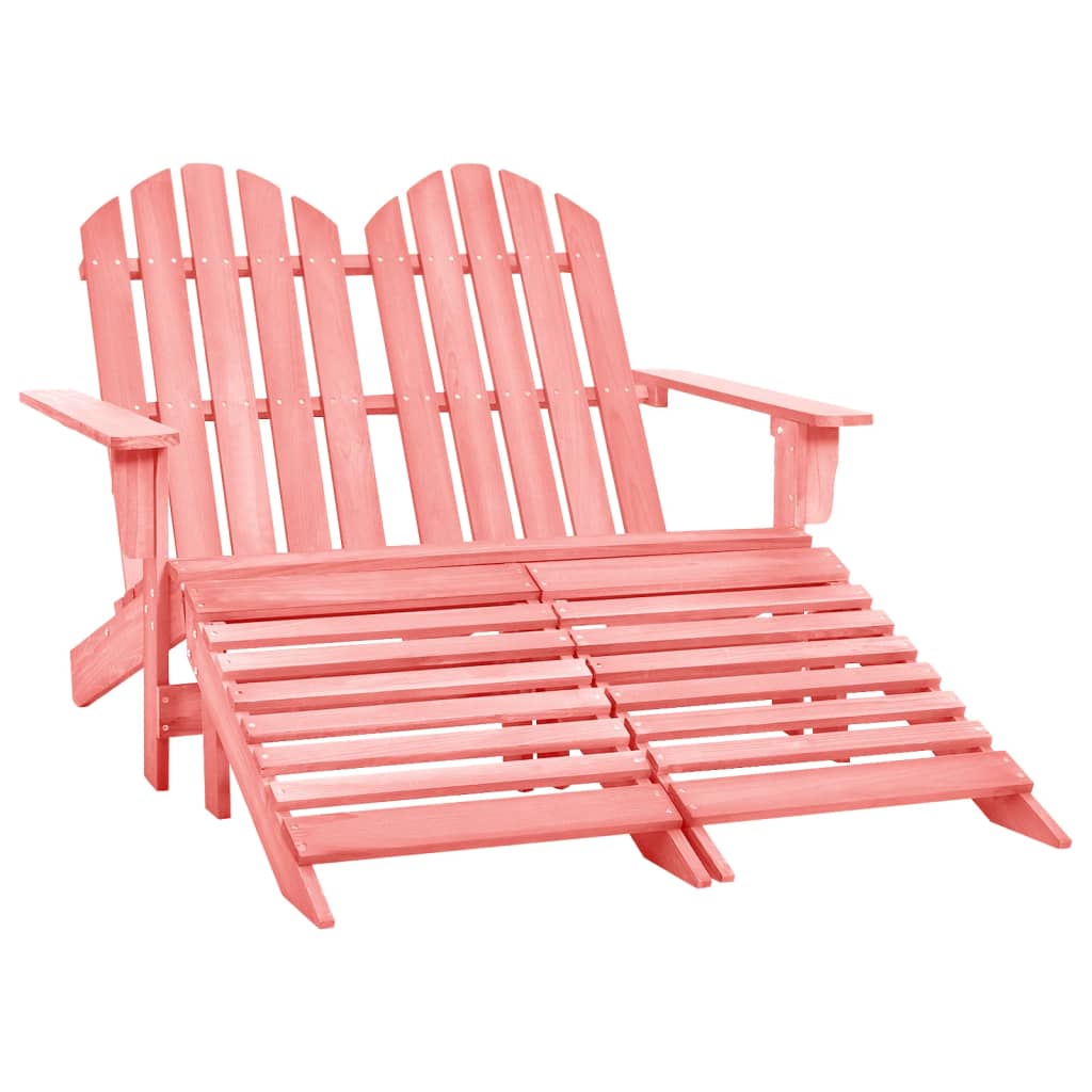 vidaXL 2-Seater Patio Adirondack Chair with Ottoman Furniture Solid Wood Fir-21