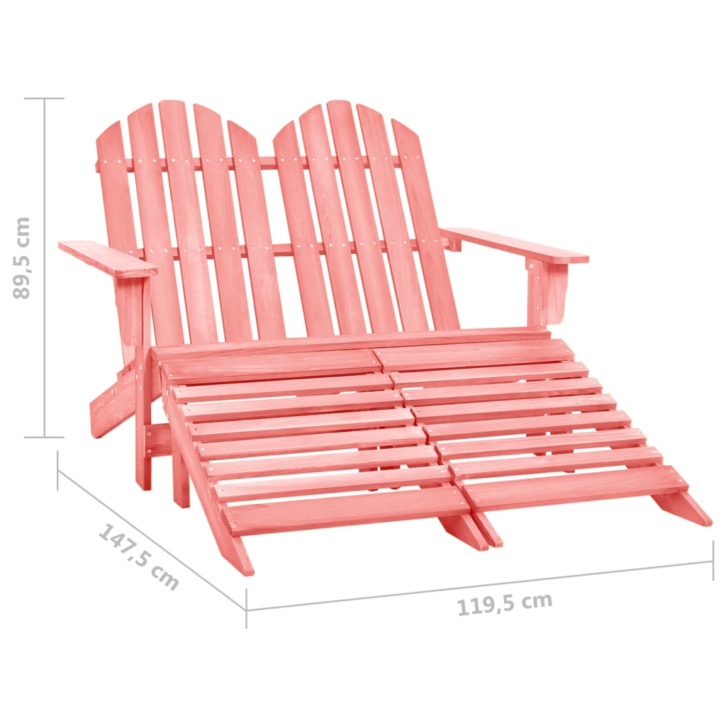 vidaXL 2-Seater Patio Adirondack Chair with Ottoman Furniture Solid Wood Fir-57