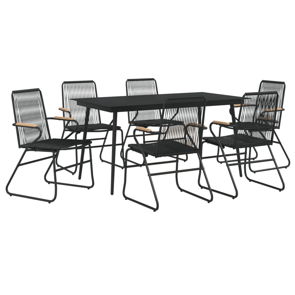 vidaXL Patio Dining Set Conversation Set with Coffee Table Black PVC Rattan-4