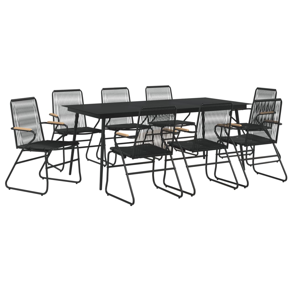 vidaXL 7 Piece Patio Dining Set Black PVC Rattan-10