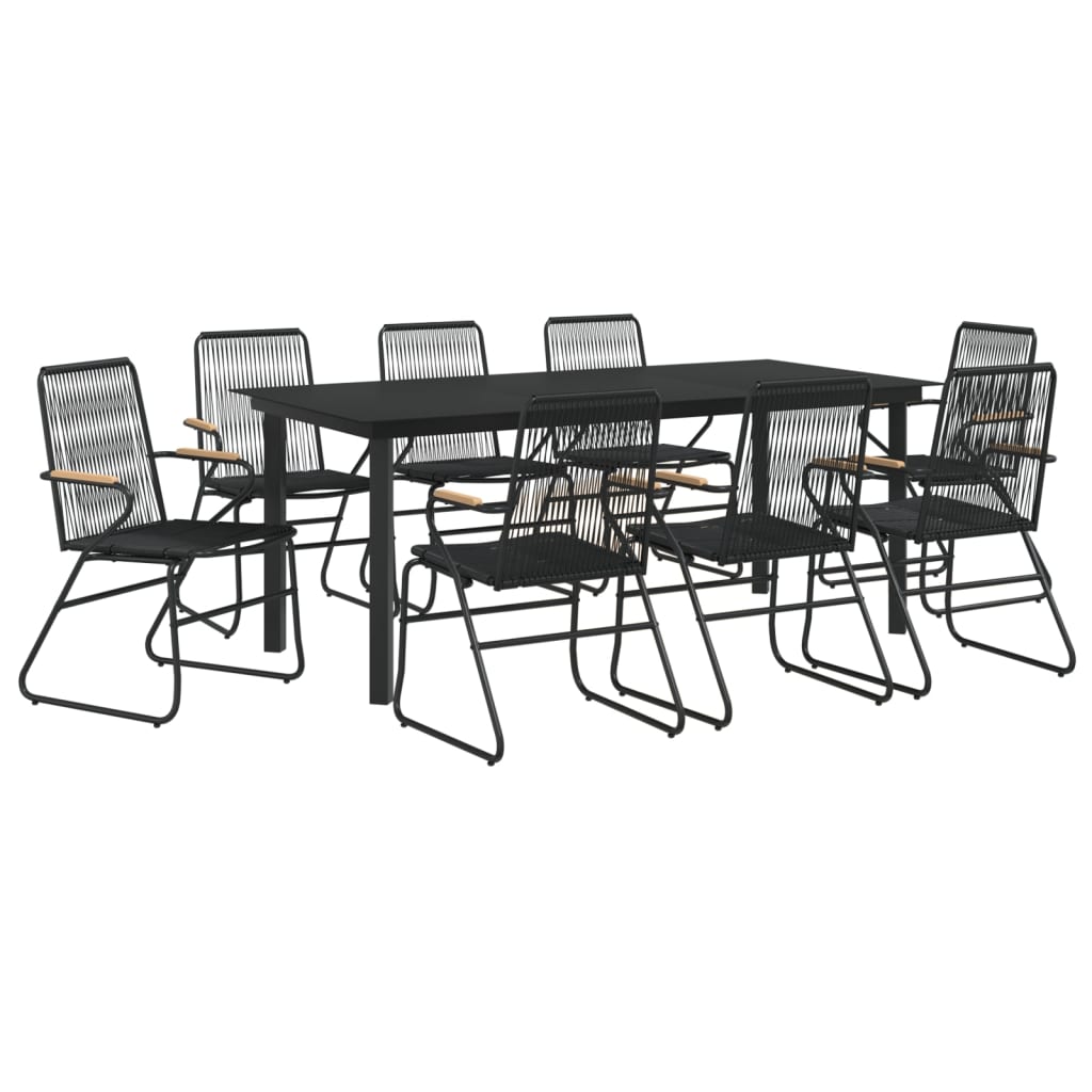 vidaXL 7 Piece Patio Dining Set Black PVC Rattan-4