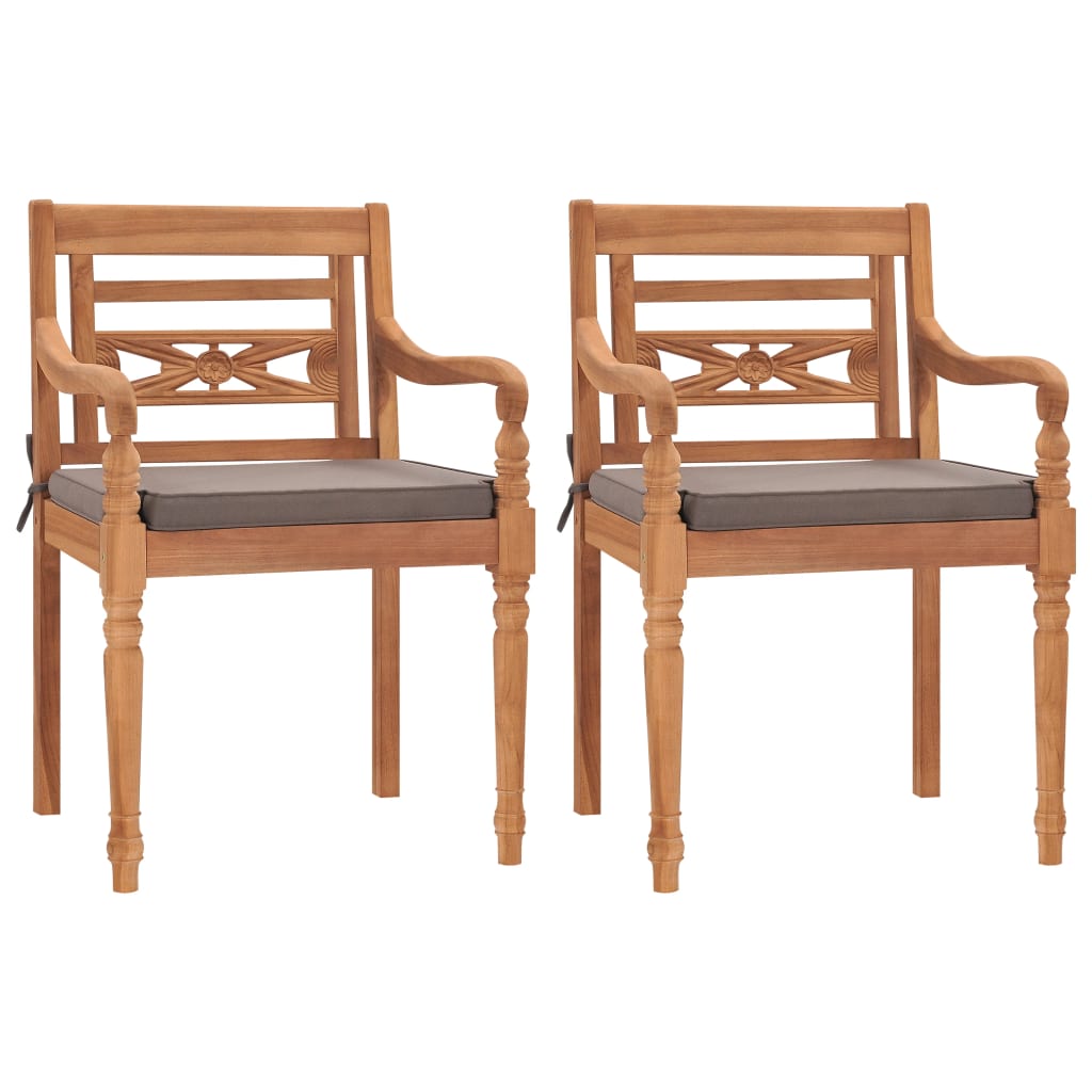 vidaXL Batavia Chairs Patio Garden Lounge Chair with Cushions Solid Wood Teak-46