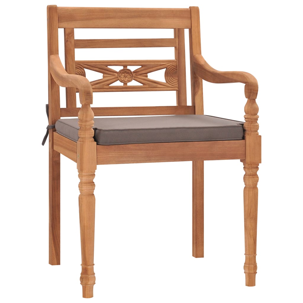 vidaXL Batavia Chairs Patio Garden Lounge Chair with Cushions Solid Wood Teak-50