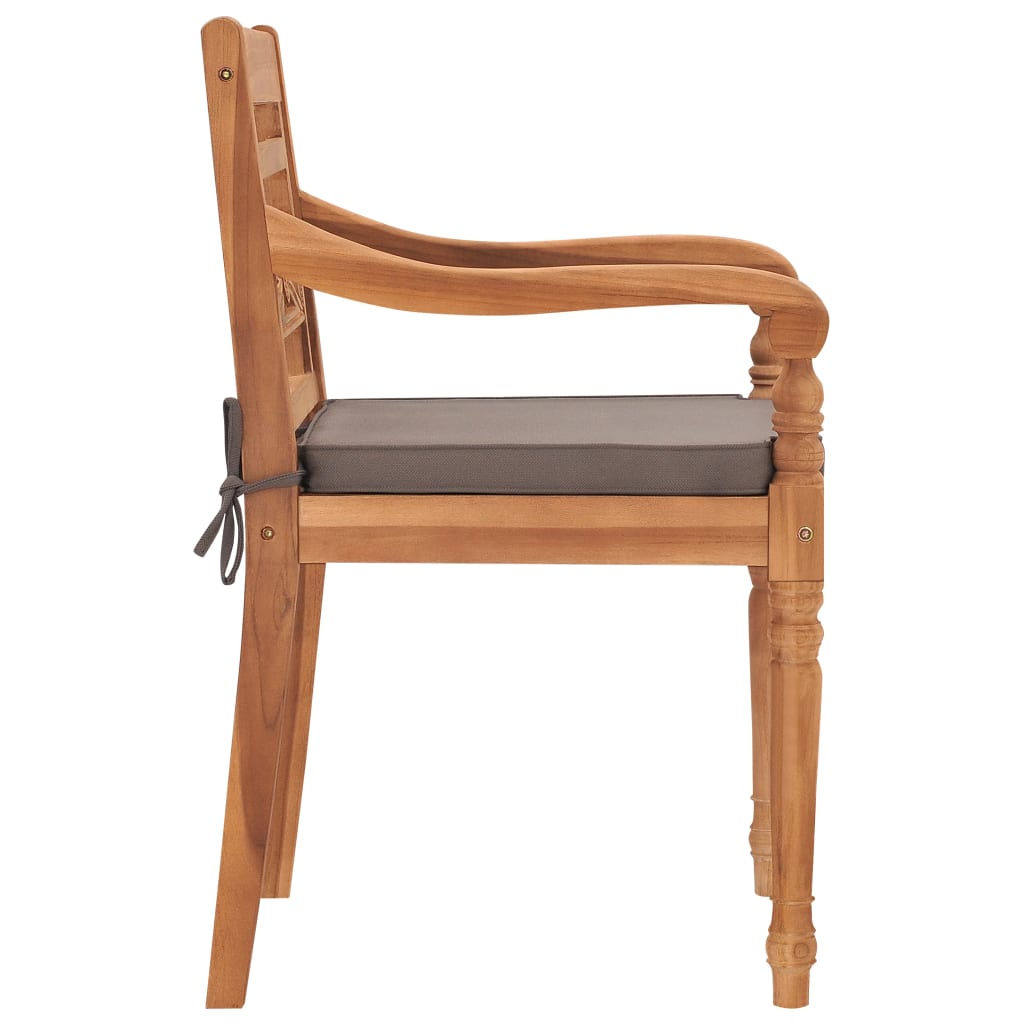 vidaXL Batavia Chairs Patio Garden Lounge Chair with Cushions Solid Wood Teak-64