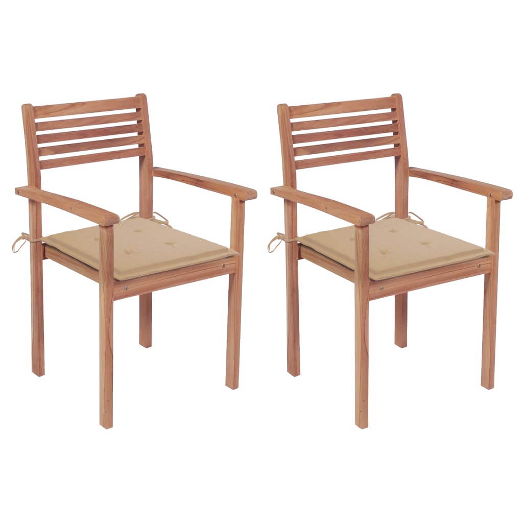 vidaXL 2/4/6/8x Solid Wood Teak Patio Chair with Cushions Seat Multi Colors-9