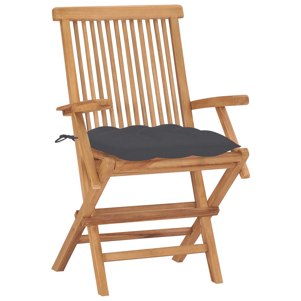 vidaXL Patio Chairs Outdoor Bistro Folding Chair with Cushions Solid Wood Teak-12