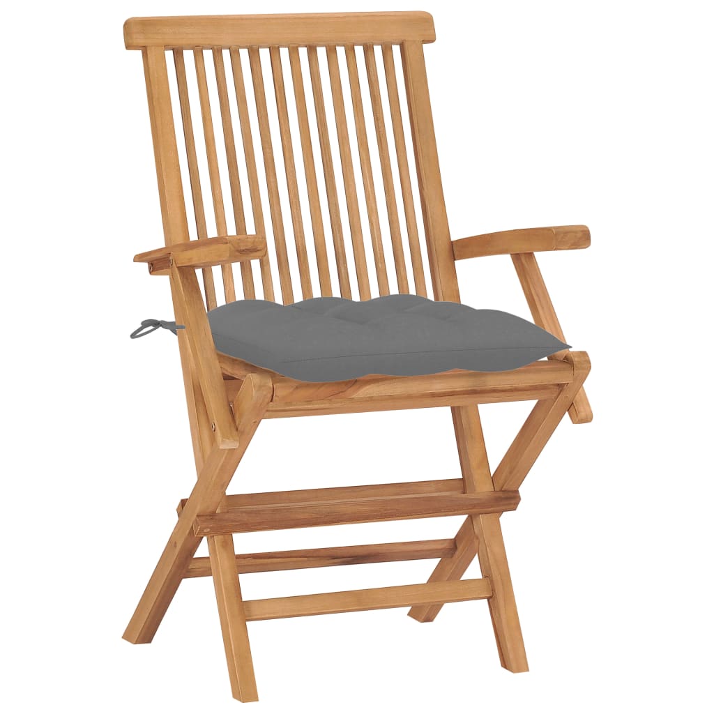 vidaXL Patio Chairs Outdoor Bistro Folding Chair with Cushions Solid Wood Teak-48