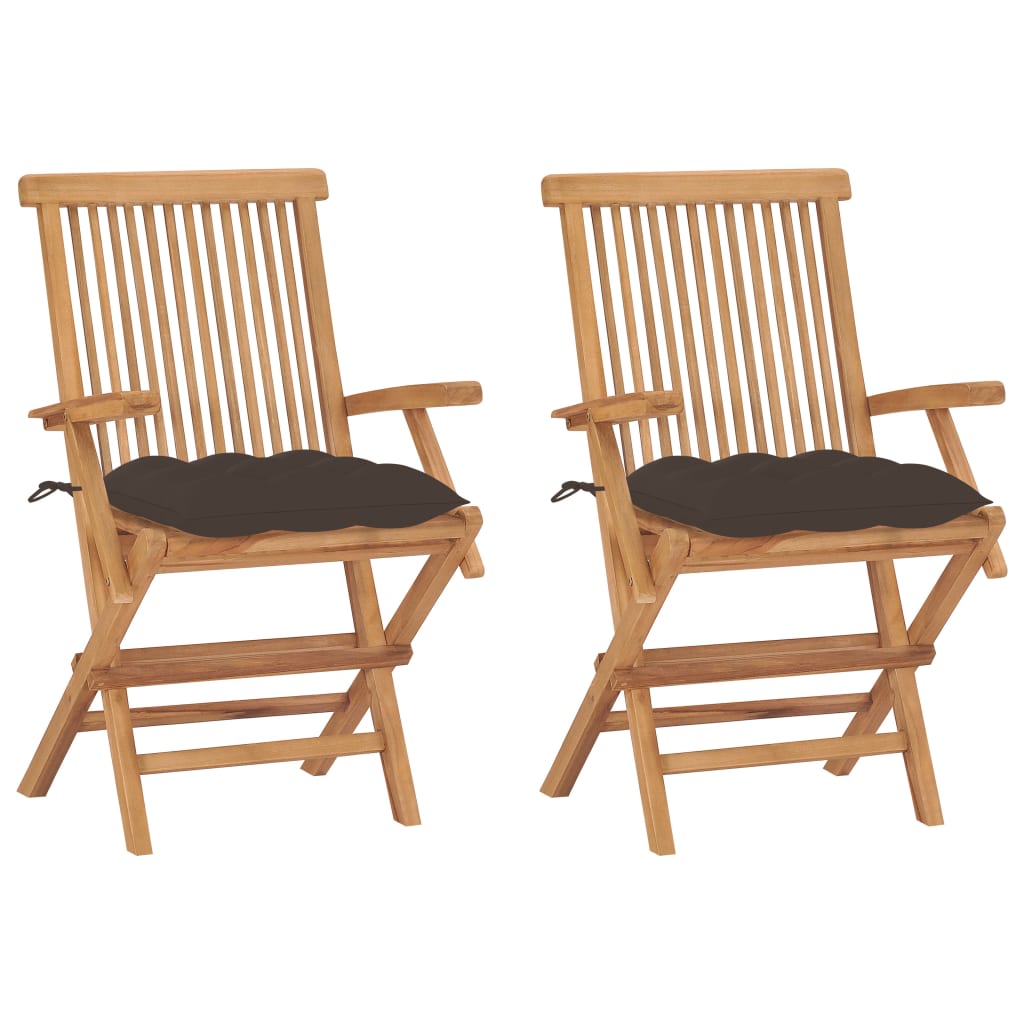 vidaXL Patio Chairs Outdoor Bistro Folding Chair with Cushions Solid Wood Teak-103