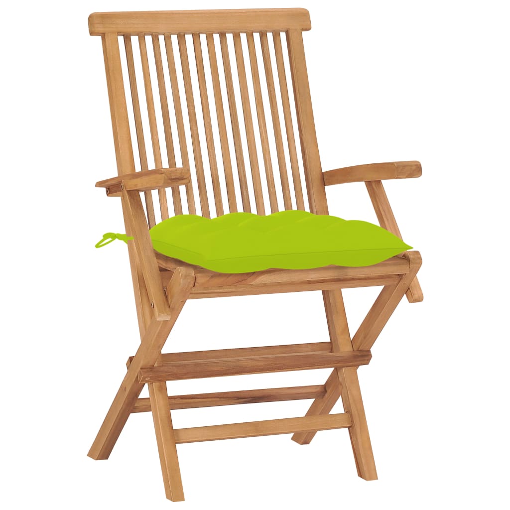 vidaXL Patio Chairs Outdoor Bistro Folding Chair with Cushions Solid Wood Teak-112