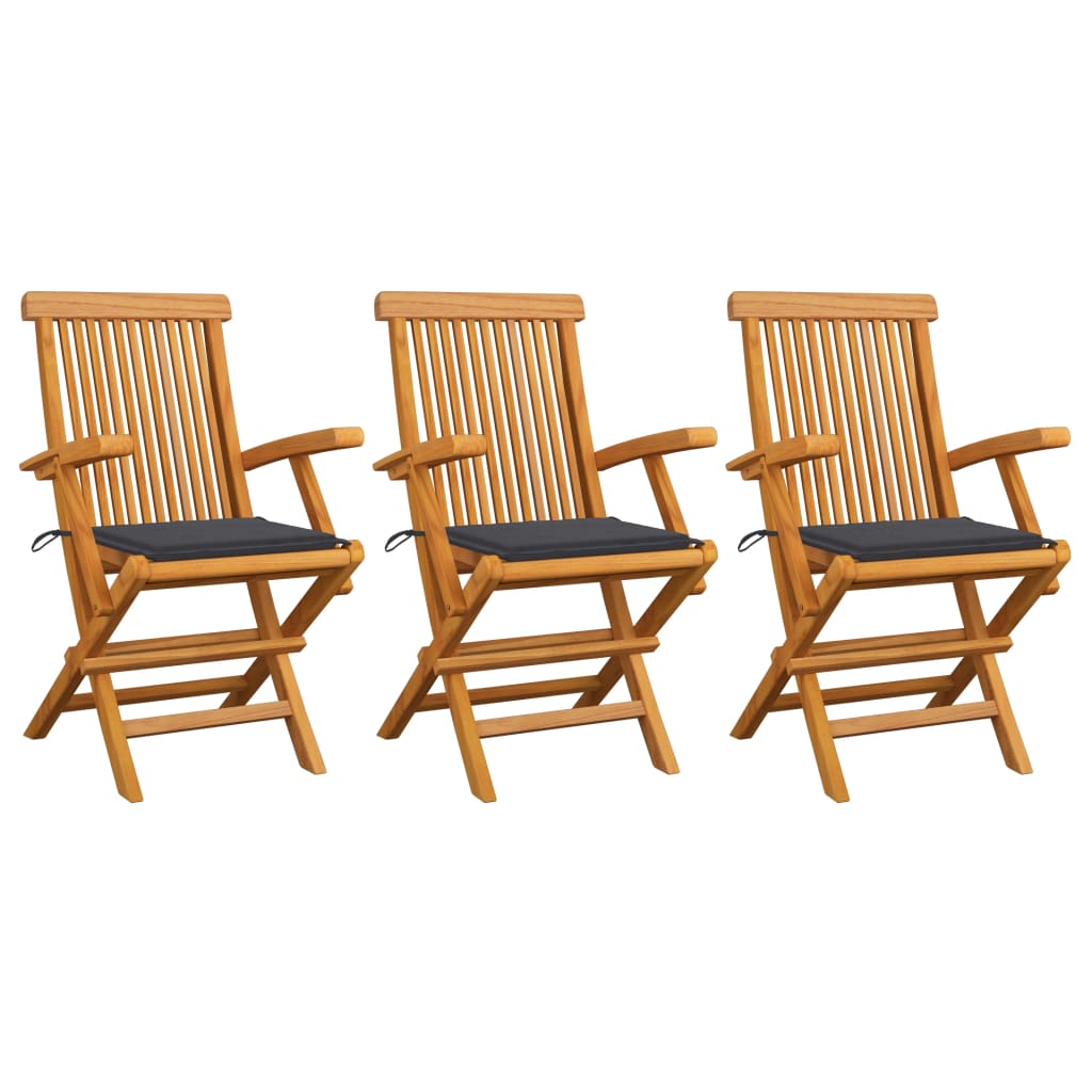 vidaXL Patio Chairs Outdoor Bistro Folding Chair with Cushions Solid Wood Teak-5