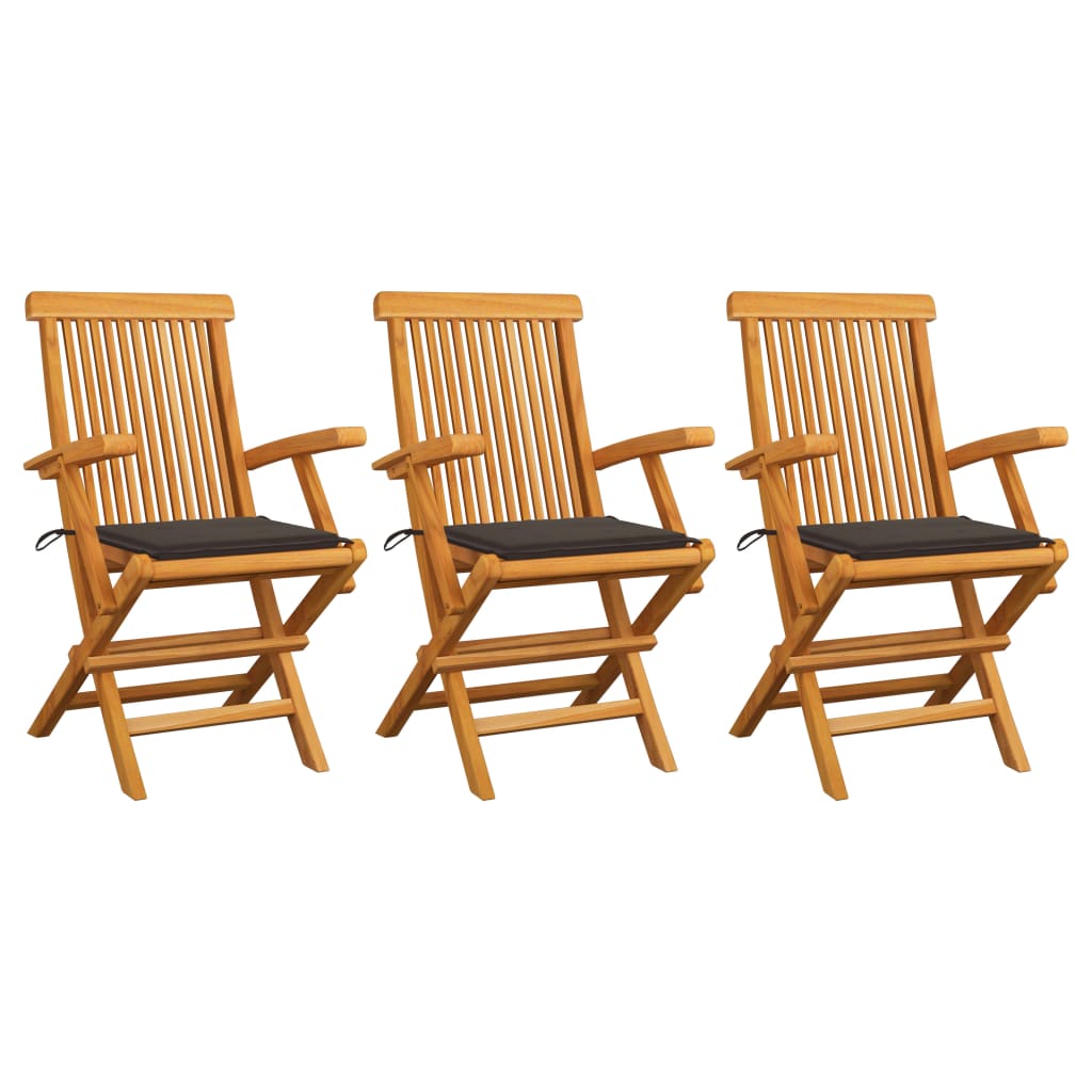 vidaXL Patio Chairs Outdoor Bistro Folding Chair with Cushions Solid Wood Teak-3