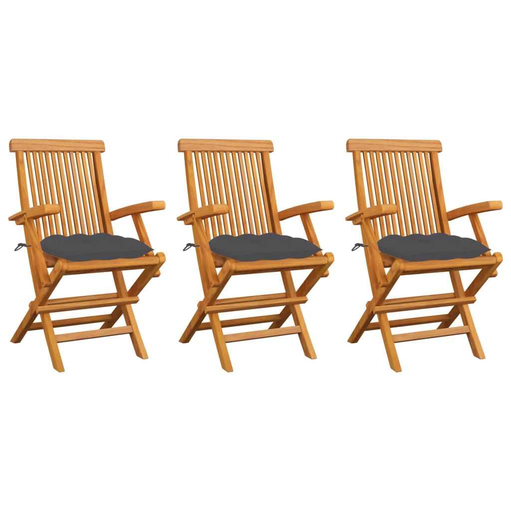 vidaXL Patio Chairs Outdoor Bistro Folding Chair with Cushions Solid Wood Teak-17