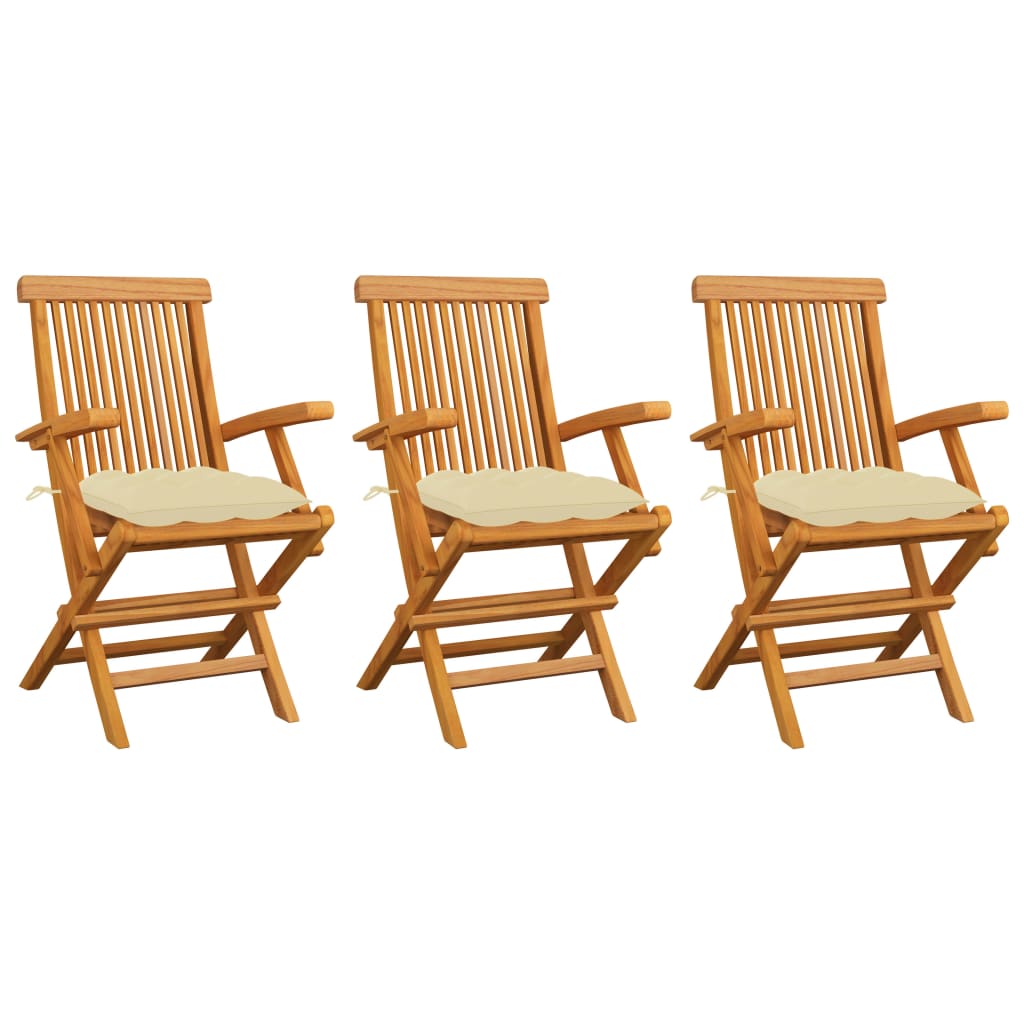 vidaXL Patio Chairs Outdoor Bistro Folding Chair with Cushions Solid Wood Teak-89