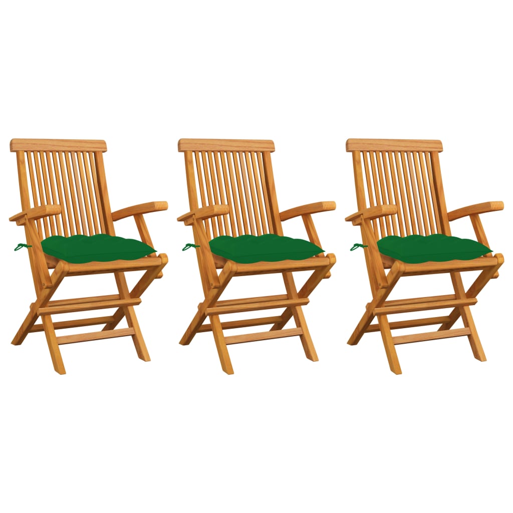 vidaXL Patio Chairs Outdoor Bistro Folding Chair with Cushions Solid Wood Teak-9