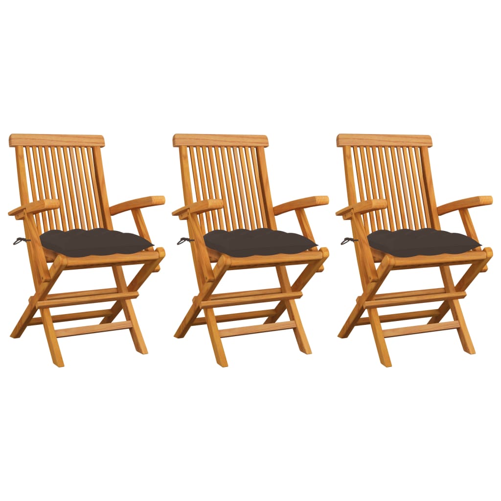 vidaXL Patio Chairs Outdoor Bistro Folding Chair with Cushions Solid Wood Teak-117