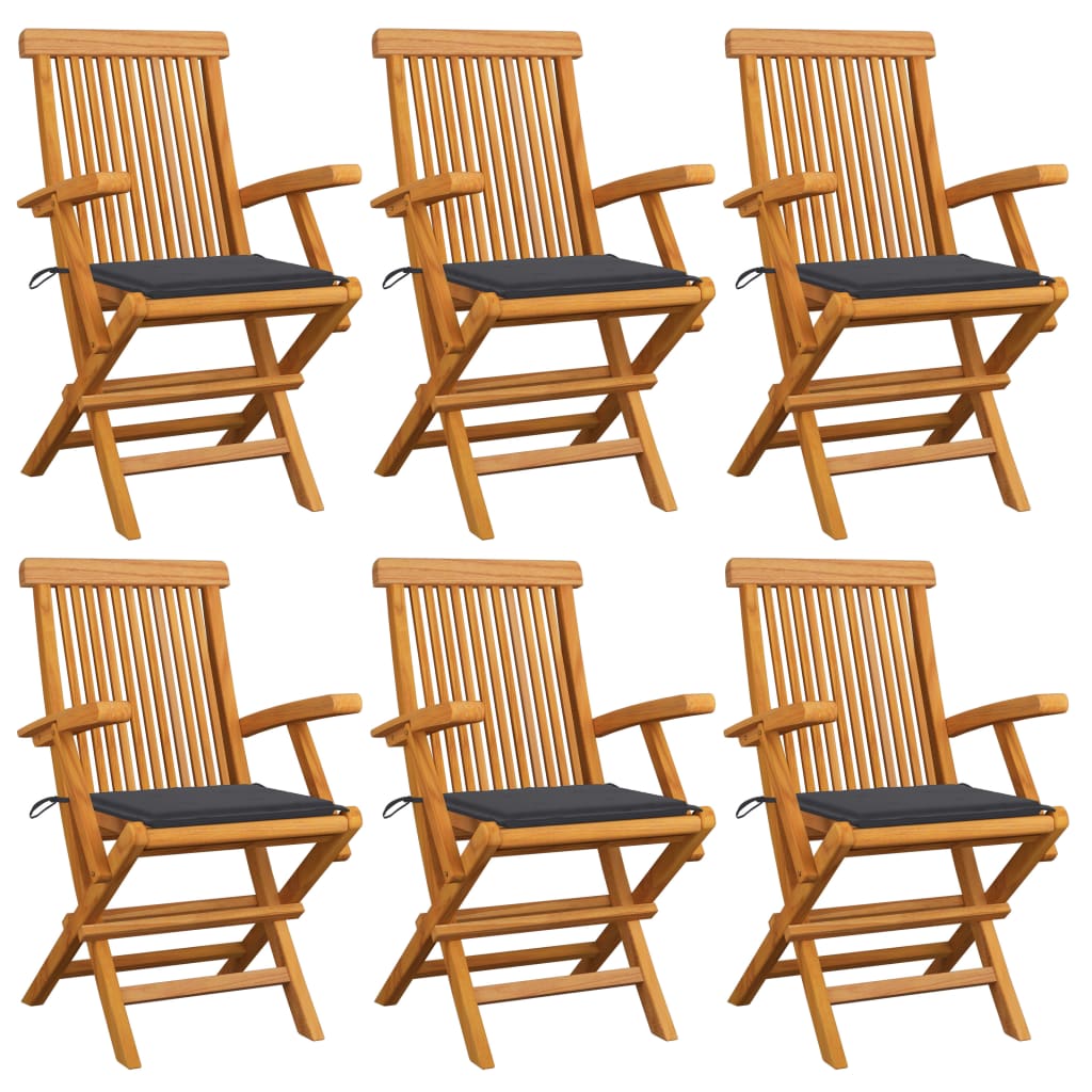 vidaXL Patio Chairs Outdoor Bistro Folding Chair with Cushions Solid Wood Teak-11