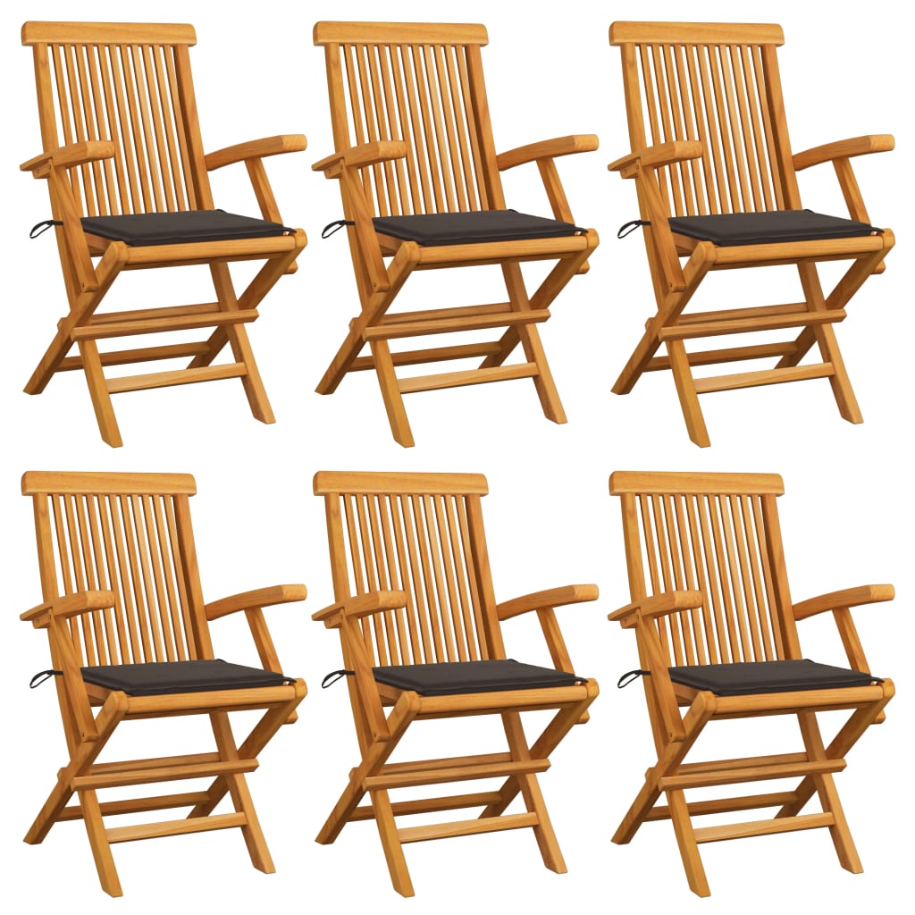 vidaXL Patio Chairs Outdoor Bistro Folding Chair with Cushions Solid Wood Teak-20