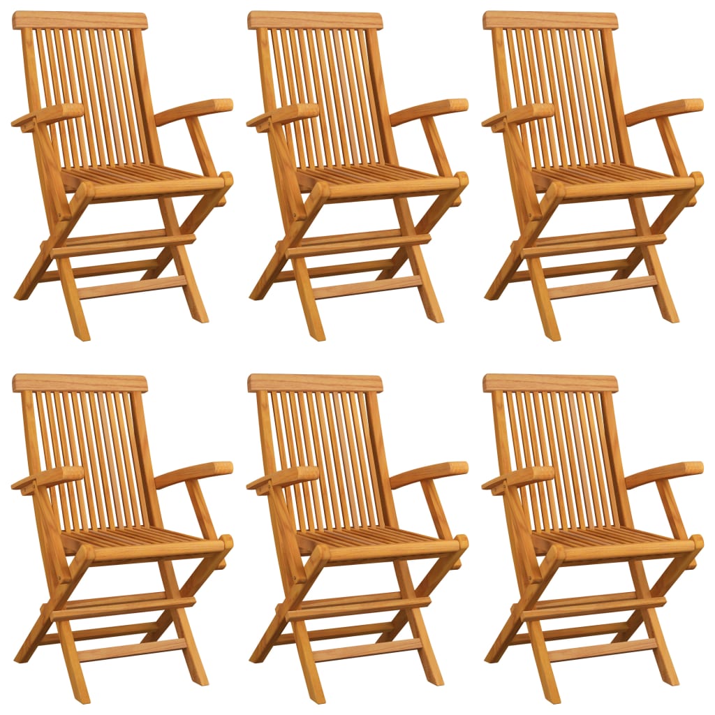 vidaXL Patio Chairs Outdoor Bistro Folding Chair with Cushions Solid Wood Teak-8