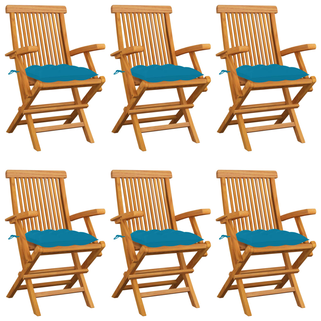 vidaXL Patio Chairs Outdoor Bistro Folding Chair with Cushions Solid Wood Teak-95