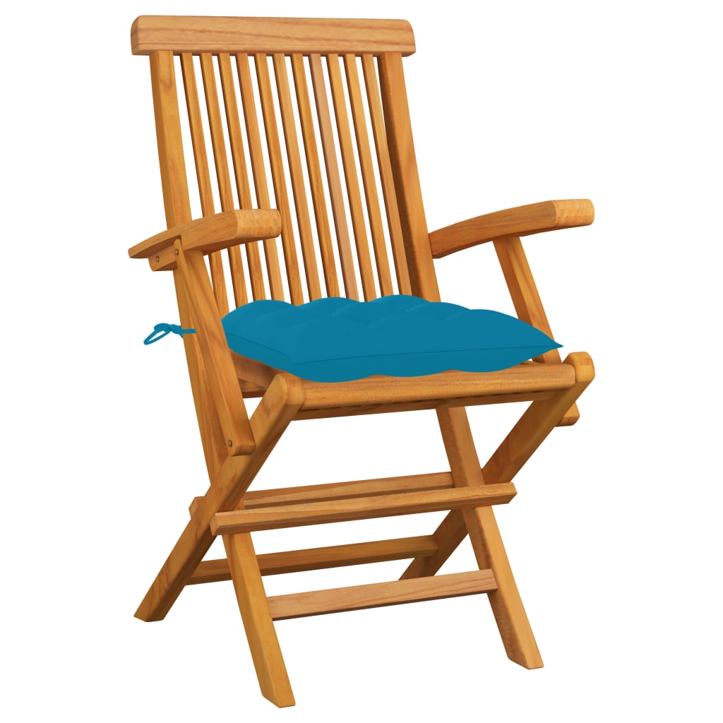 vidaXL Patio Chairs Outdoor Bistro Folding Chair with Cushions Solid Wood Teak-107