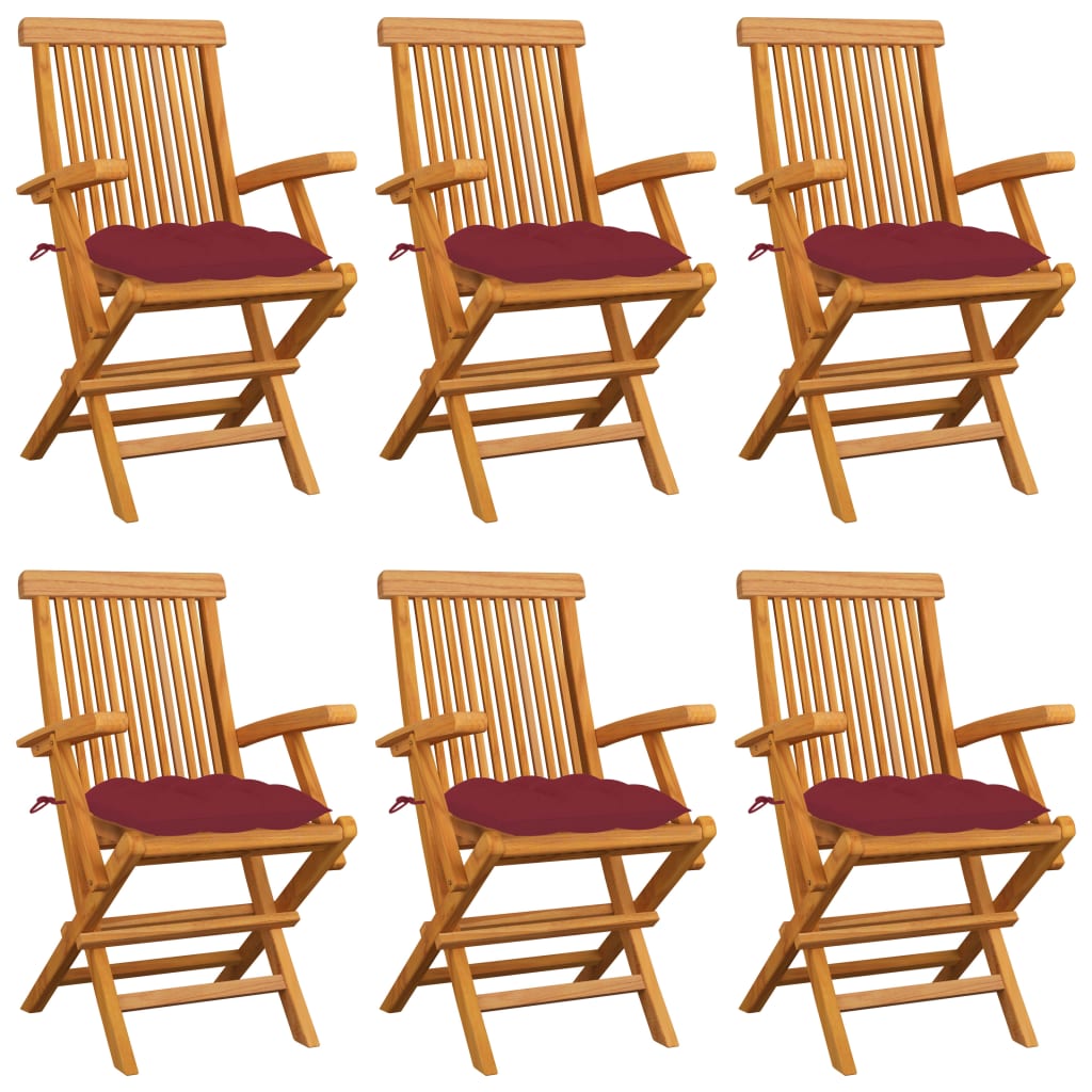 vidaXL Patio Chairs Outdoor Bistro Folding Chair with Cushions Solid Wood Teak-119