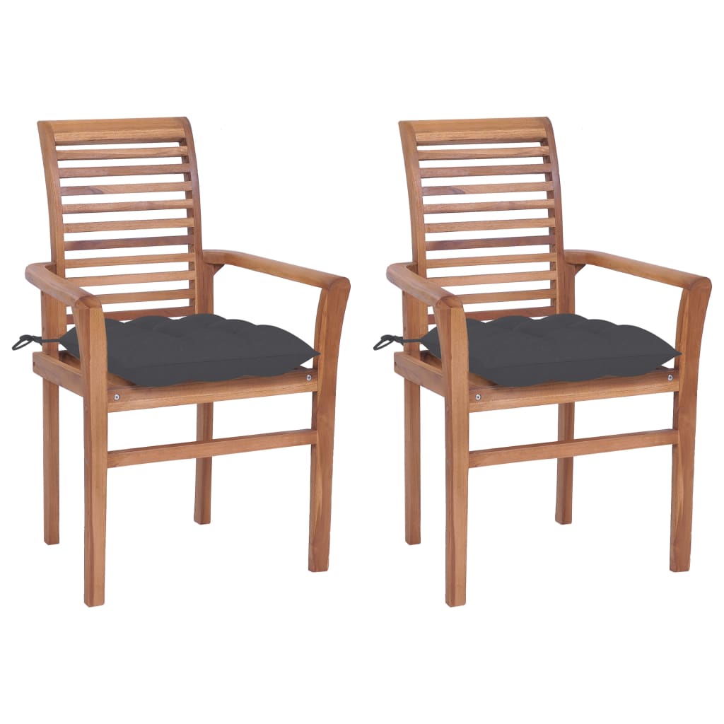 vidaXL Patio Dining Chairs Wooden Accent Chair with Cushions Solid Wood Teak-0