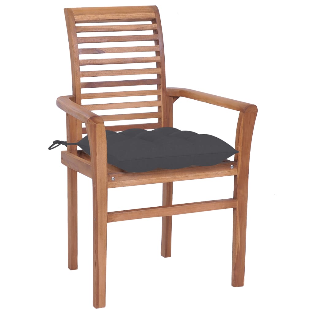 vidaXL Patio Dining Chairs Wooden Accent Chair with Cushions Solid Wood Teak-9