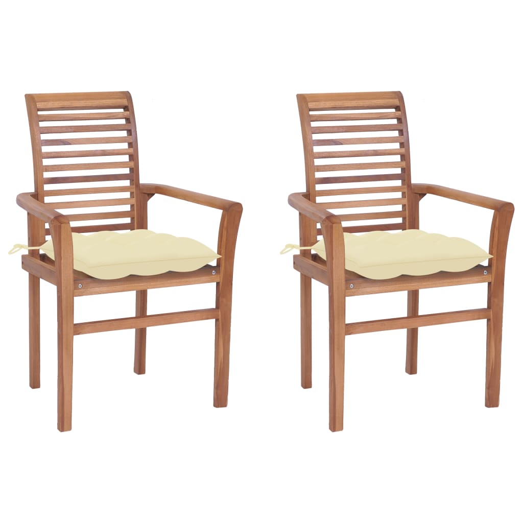 vidaXL Patio Dining Chairs Wooden Accent Chair with Cushions Solid Wood Teak-54