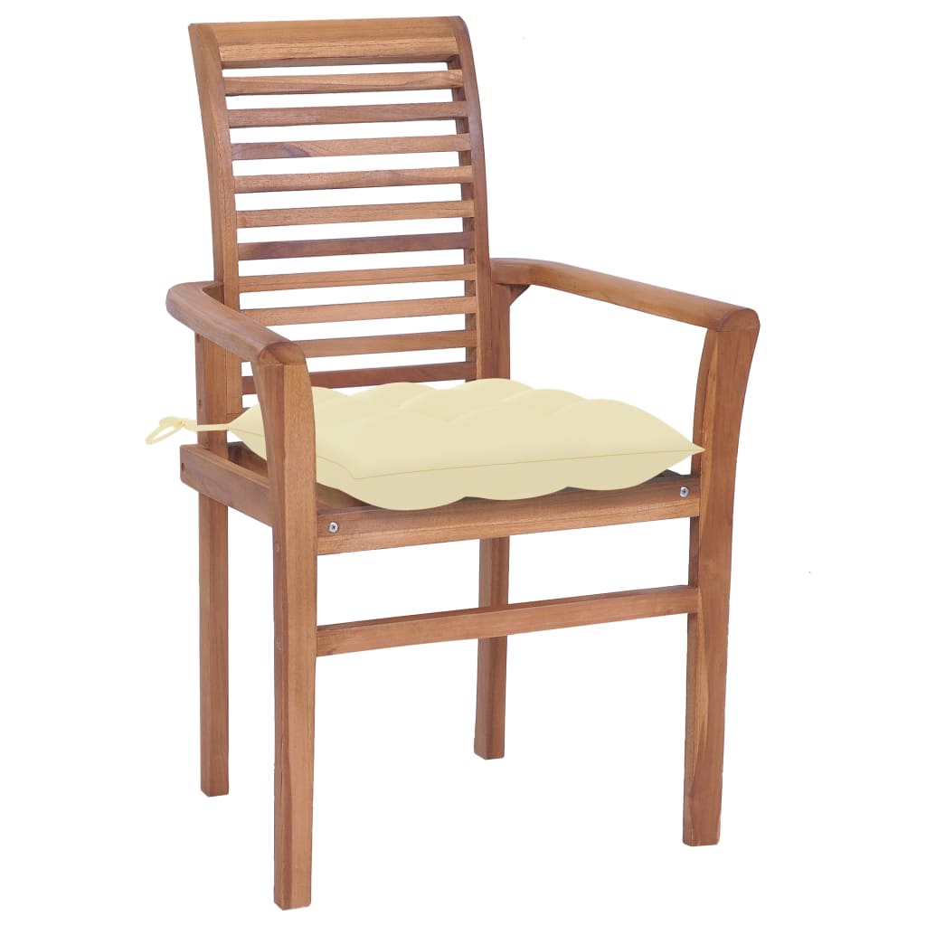 vidaXL Patio Dining Chairs Wooden Accent Chair with Cushions Solid Wood Teak-63