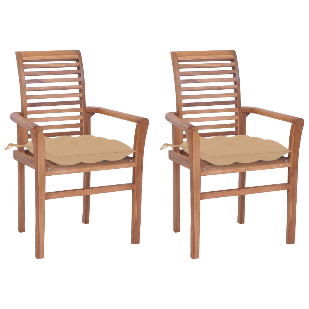 vidaXL Patio Dining Chairs Wooden Accent Chair with Cushions Solid Wood Teak-25