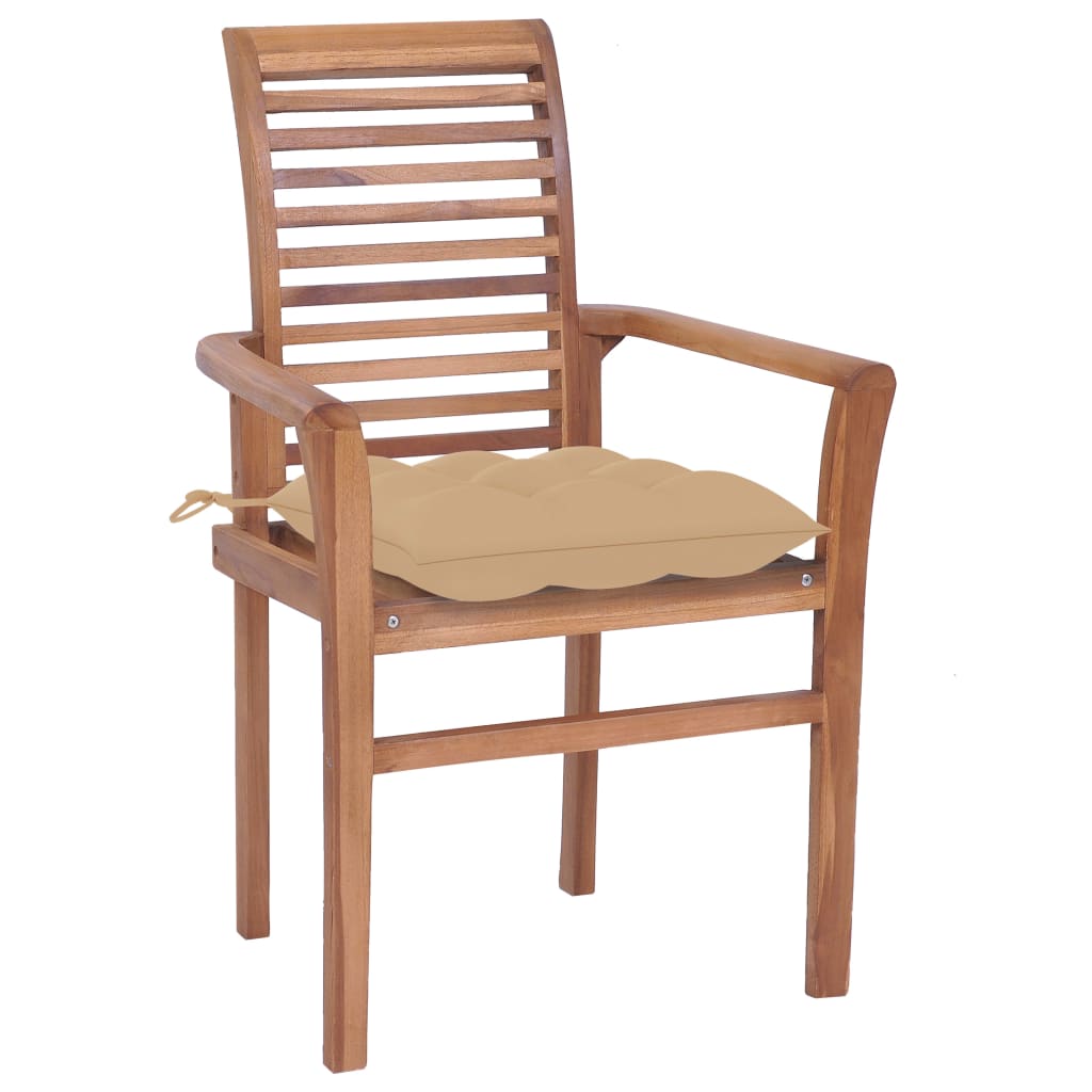 vidaXL Patio Dining Chairs Wooden Accent Chair with Cushions Solid Wood Teak-34