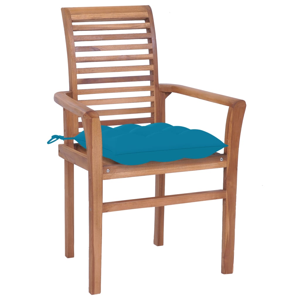 vidaXL Patio Dining Chairs Wooden Accent Chair with Cushions Solid Wood Teak-61