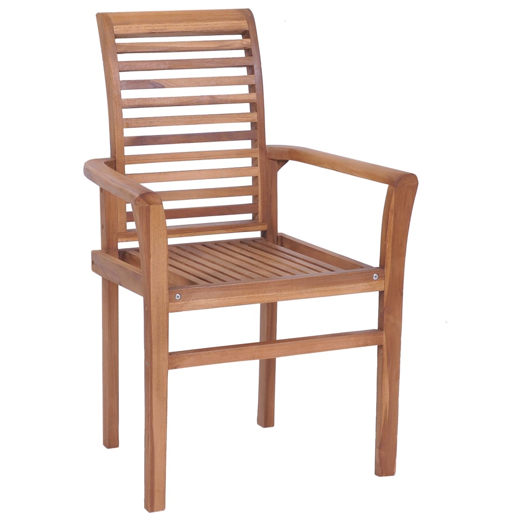 vidaXL Patio Dining Chairs Wooden Accent Chair with Cushions Solid Wood Teak-4