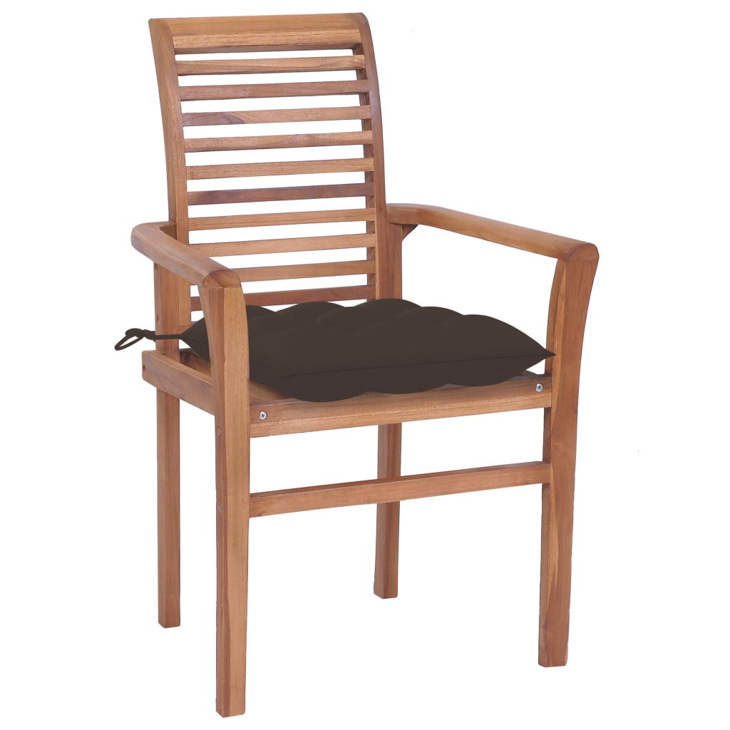 vidaXL Patio Dining Chairs Wooden Accent Chair with Cushions Solid Wood Teak-85