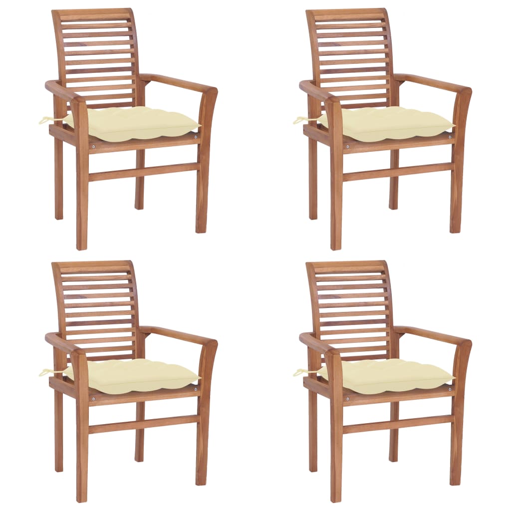 vidaXL Patio Dining Chairs Wooden Accent Chair with Cushions Solid Wood Teak-64