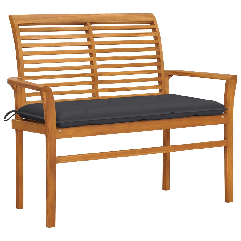 vidaXL Outdoor Patio Bench Garden Bench with Cushion for Porch Solid Wood Teak-43