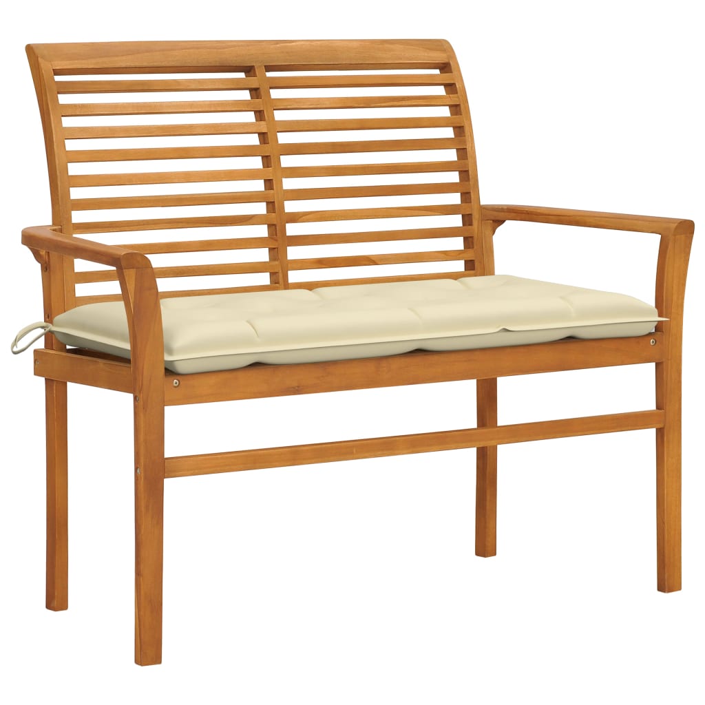 vidaXL Outdoor Patio Bench Garden Bench with Cushion for Porch Solid Wood Teak-27