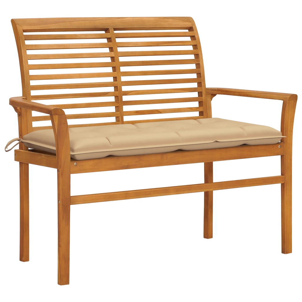 vidaXL Outdoor Patio Bench Garden Bench with Cushion for Porch Solid Wood Teak-26