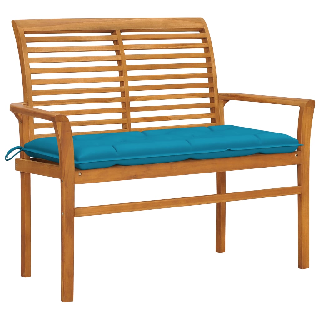 vidaXL Outdoor Patio Bench Garden Bench with Cushion for Porch Solid Wood Teak-25