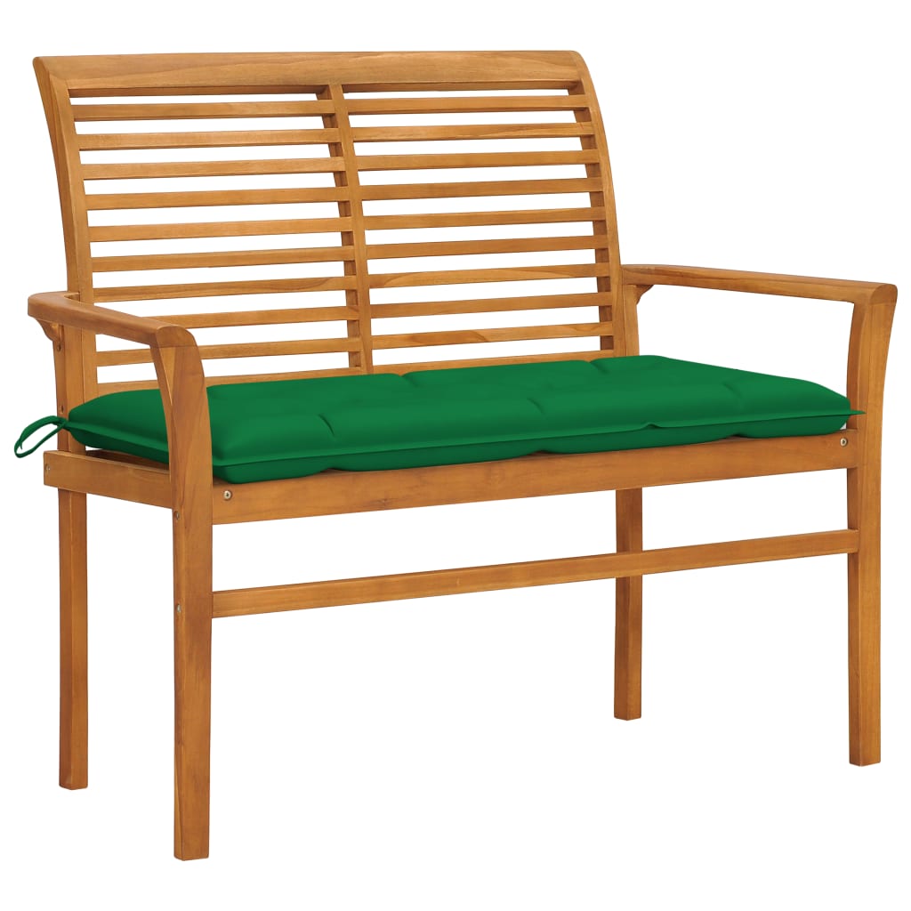 vidaXL Outdoor Patio Bench Garden Bench with Cushion for Porch Solid Wood Teak-35