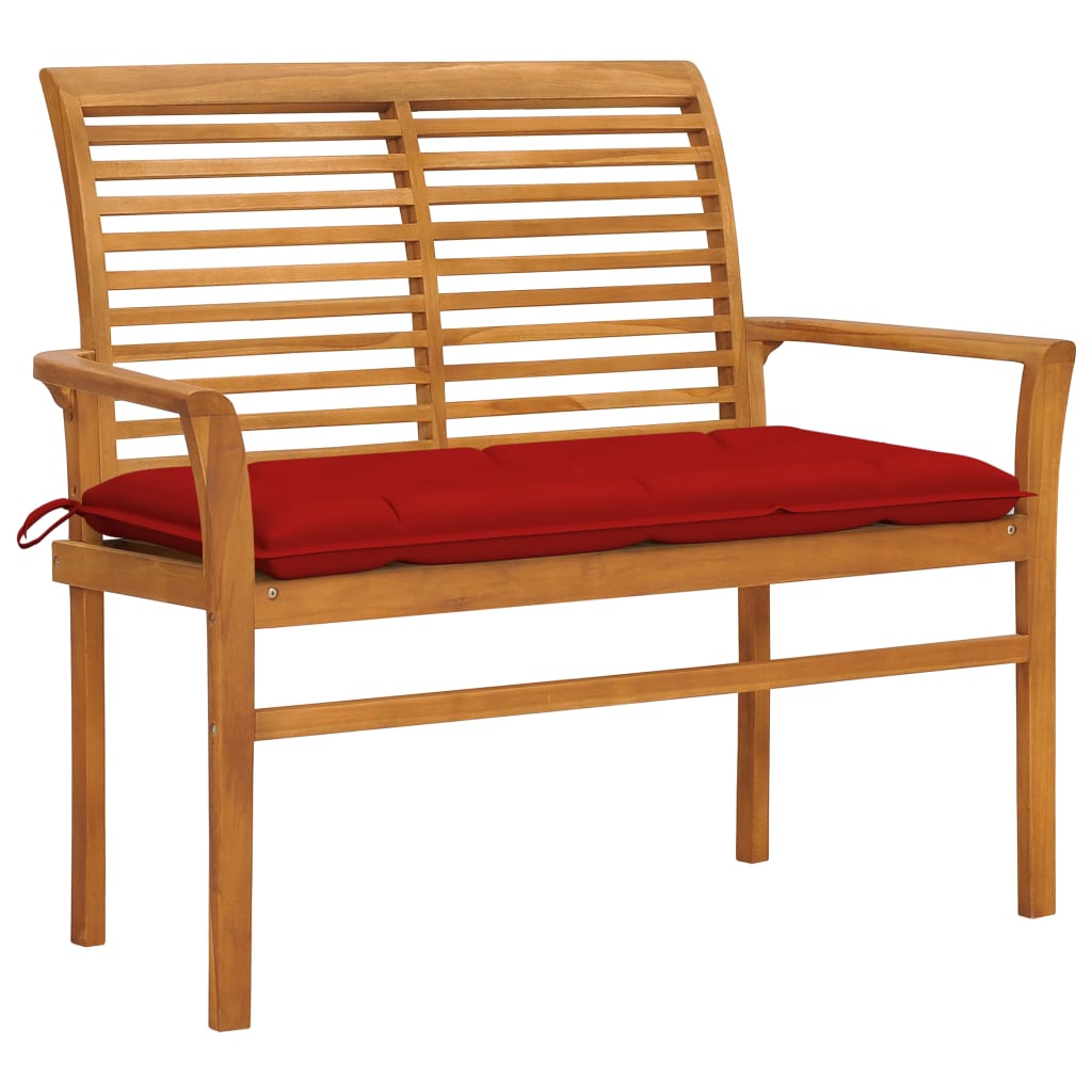 vidaXL Outdoor Patio Bench Garden Bench with Cushion for Porch Solid Wood Teak-18