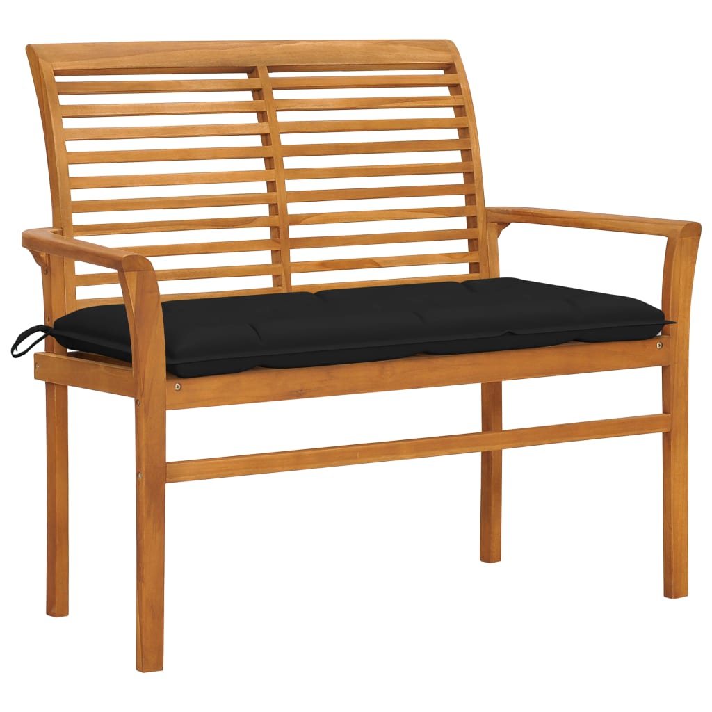 vidaXL Outdoor Patio Bench Garden Bench with Cushion for Porch Solid Wood Teak-44