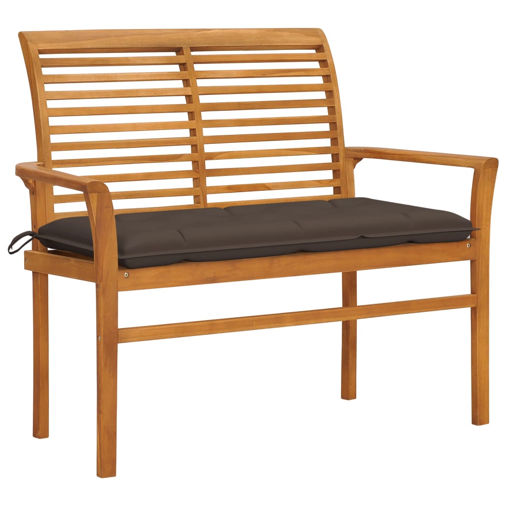 vidaXL Outdoor Patio Bench Garden Bench with Cushion for Porch Solid Wood Teak-8