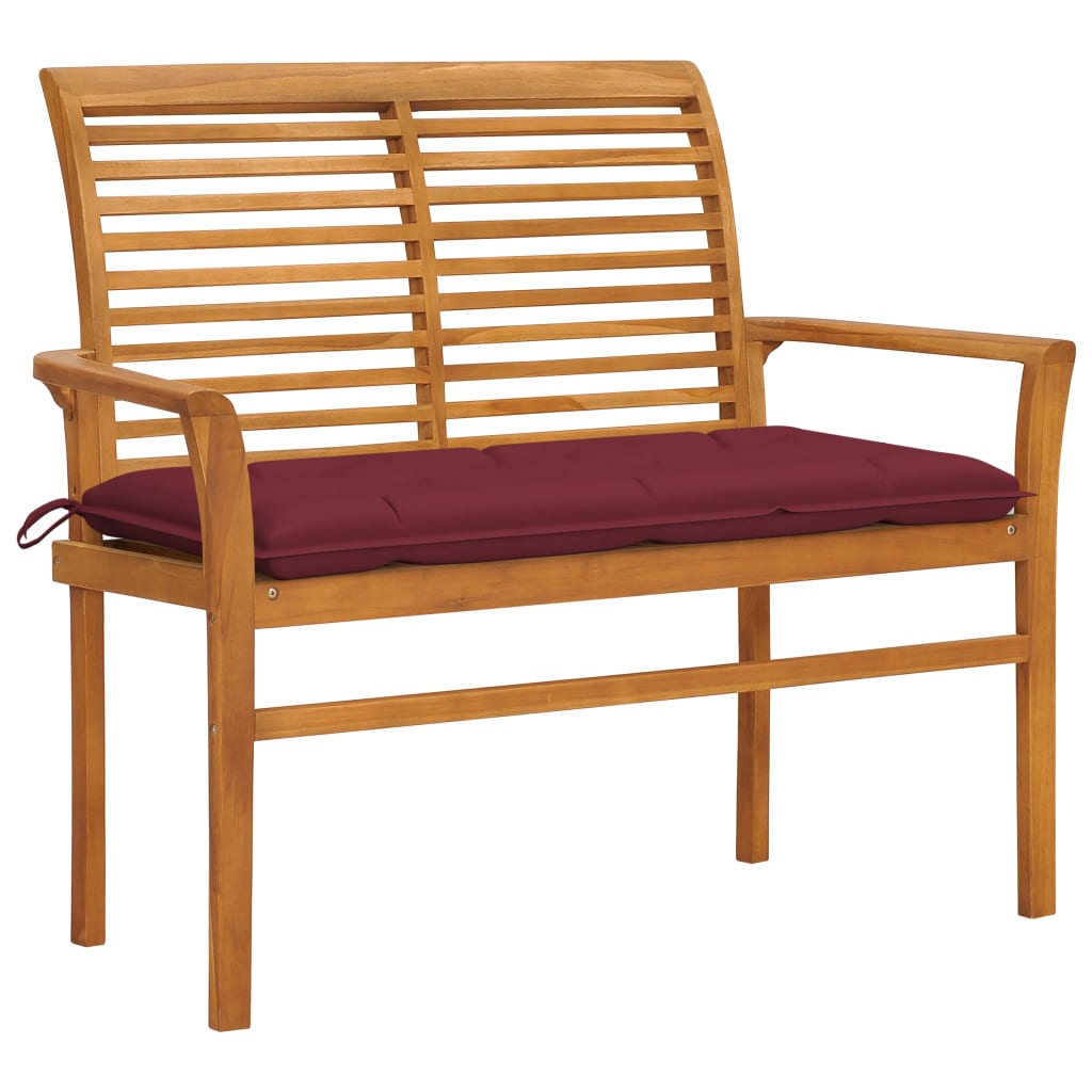 vidaXL Outdoor Patio Bench Garden Bench with Cushion for Porch Solid Wood Teak-0