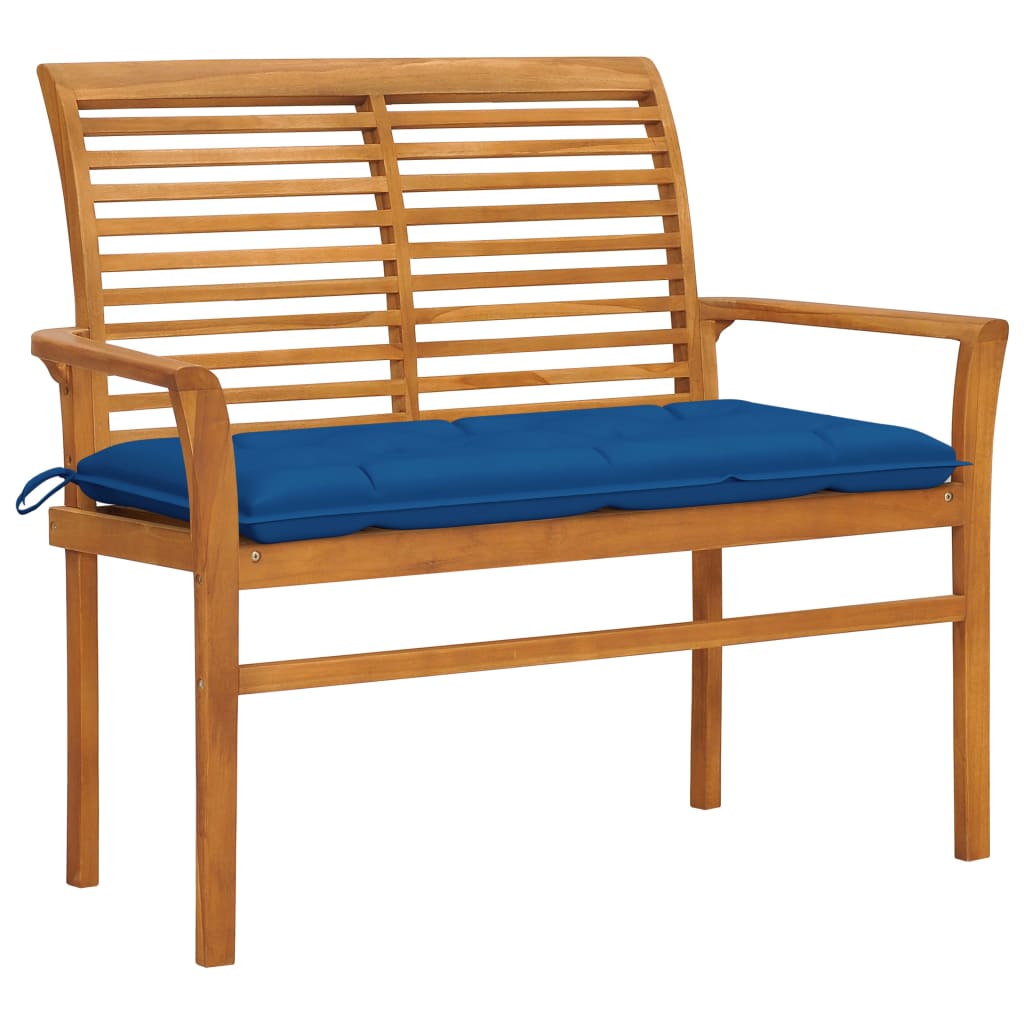 vidaXL Outdoor Patio Bench Garden Bench with Cushion for Porch Solid Wood Teak-2